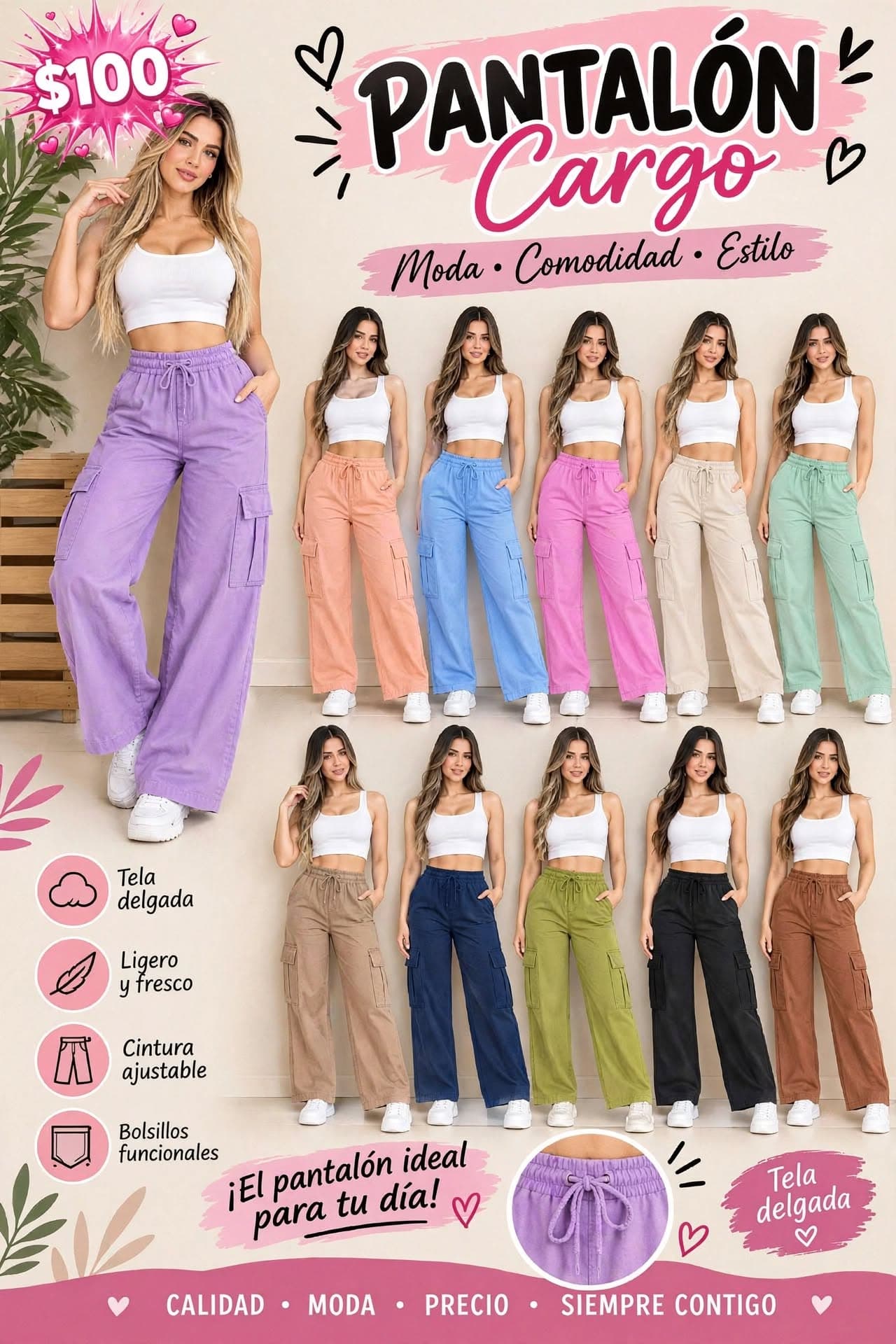 Pantalón cargo de mujer